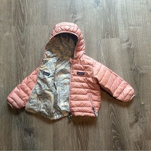 Patagonia Girls 3T Pink Whale Down Sweater Puffer Hooded Jacket